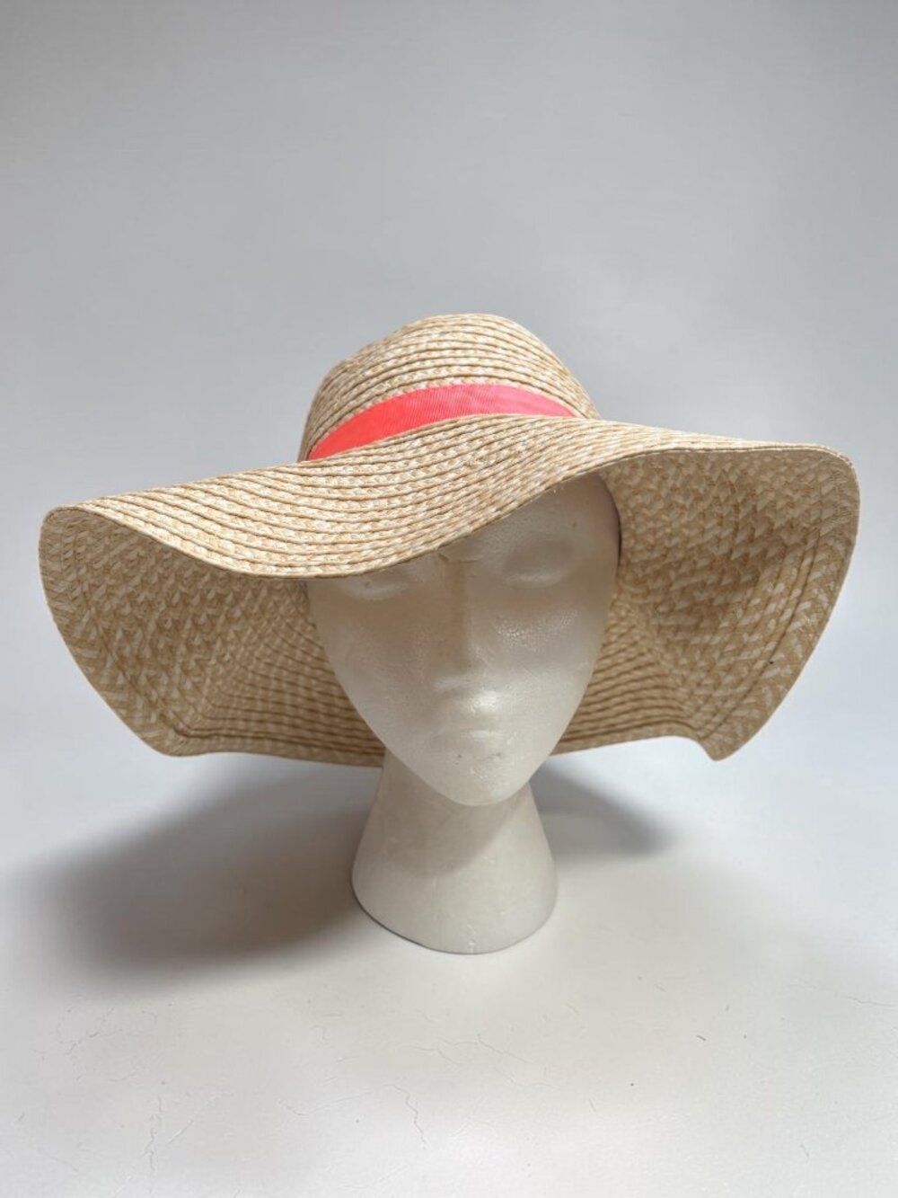 Girls Straw Floppy Sun Hat With Ribbon Bow Accent Size M Gymboree